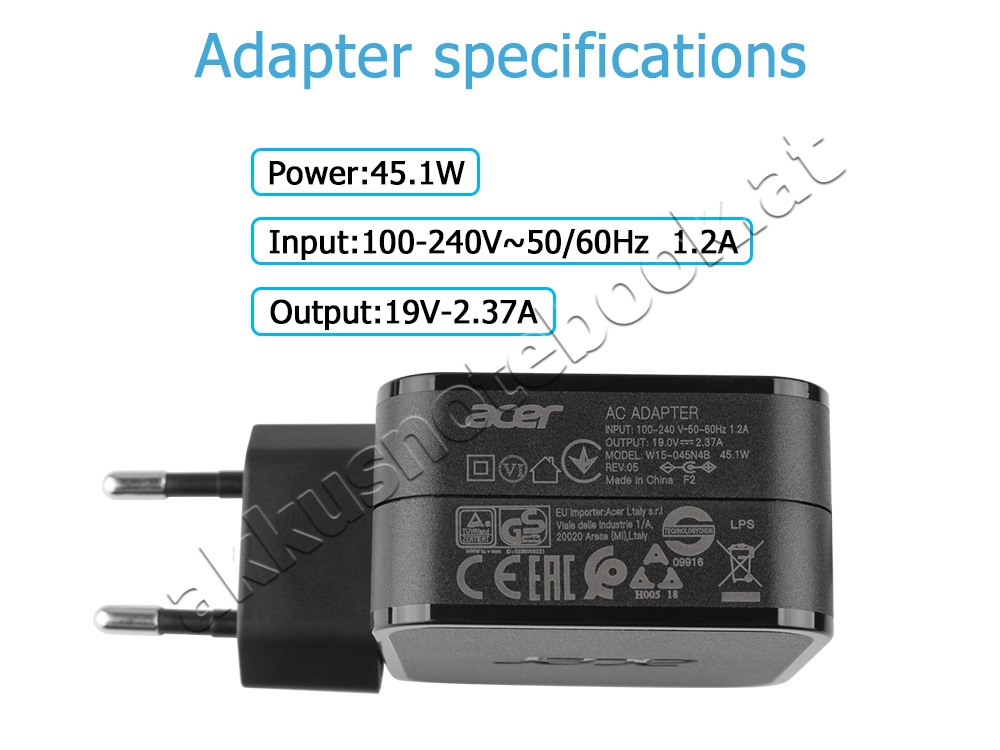 Original 45W Acer A18-045N2A Netzteil Ladegerät + Kabel