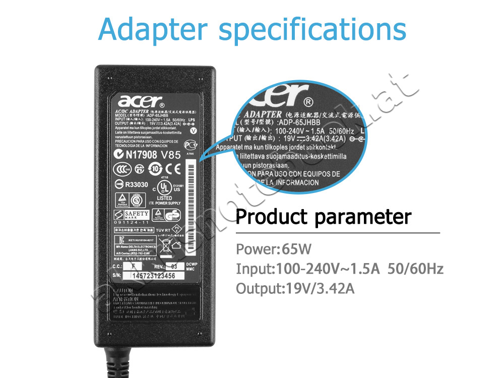 Original 65W Acer R030070131055 Netzteil Ladegerät + Kabel
