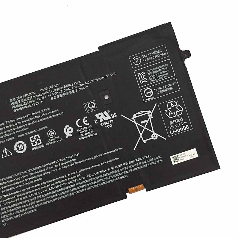 2770mAh 31.9Wh 3 Zellen Acer Swift 7 SF714-52T-734F Akku