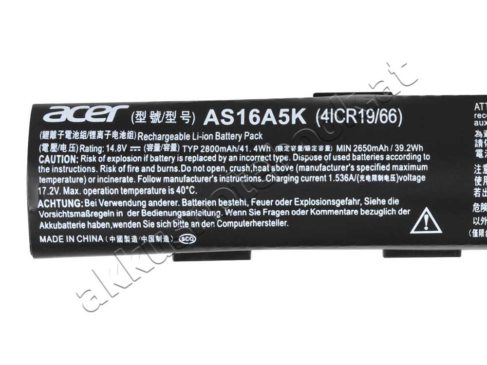 2800mAh 41.4Wh 4 Zellen Acer Aspire E5-475G-525W Akku