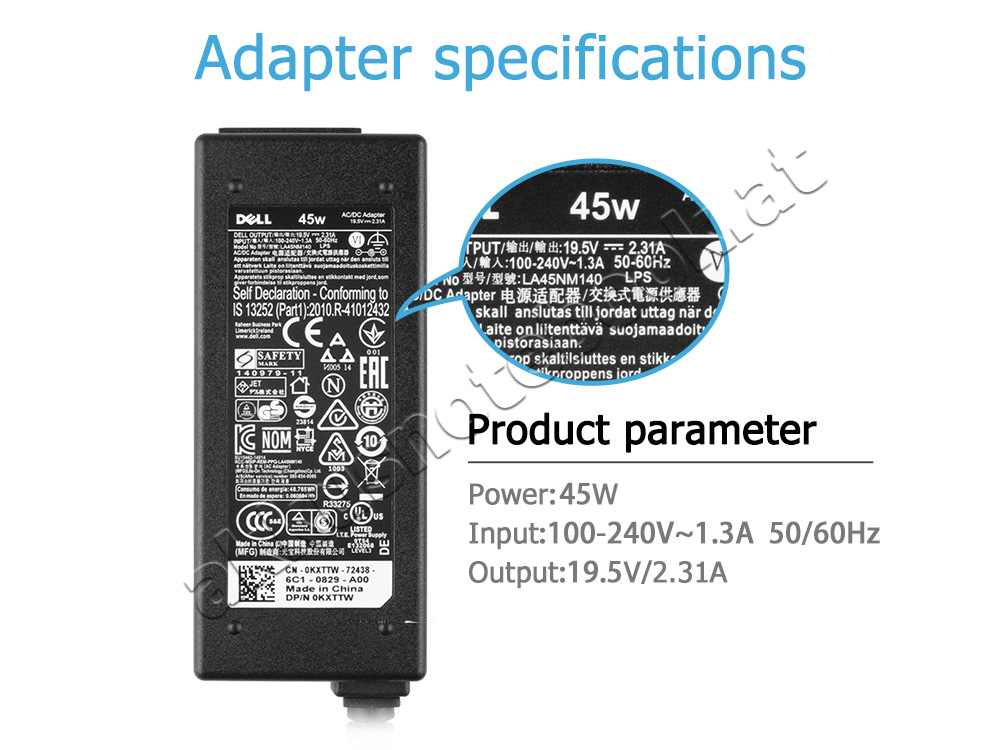 19.5V 2.31A 45W Dell XPS13-6928SLV Notebook Netzteil