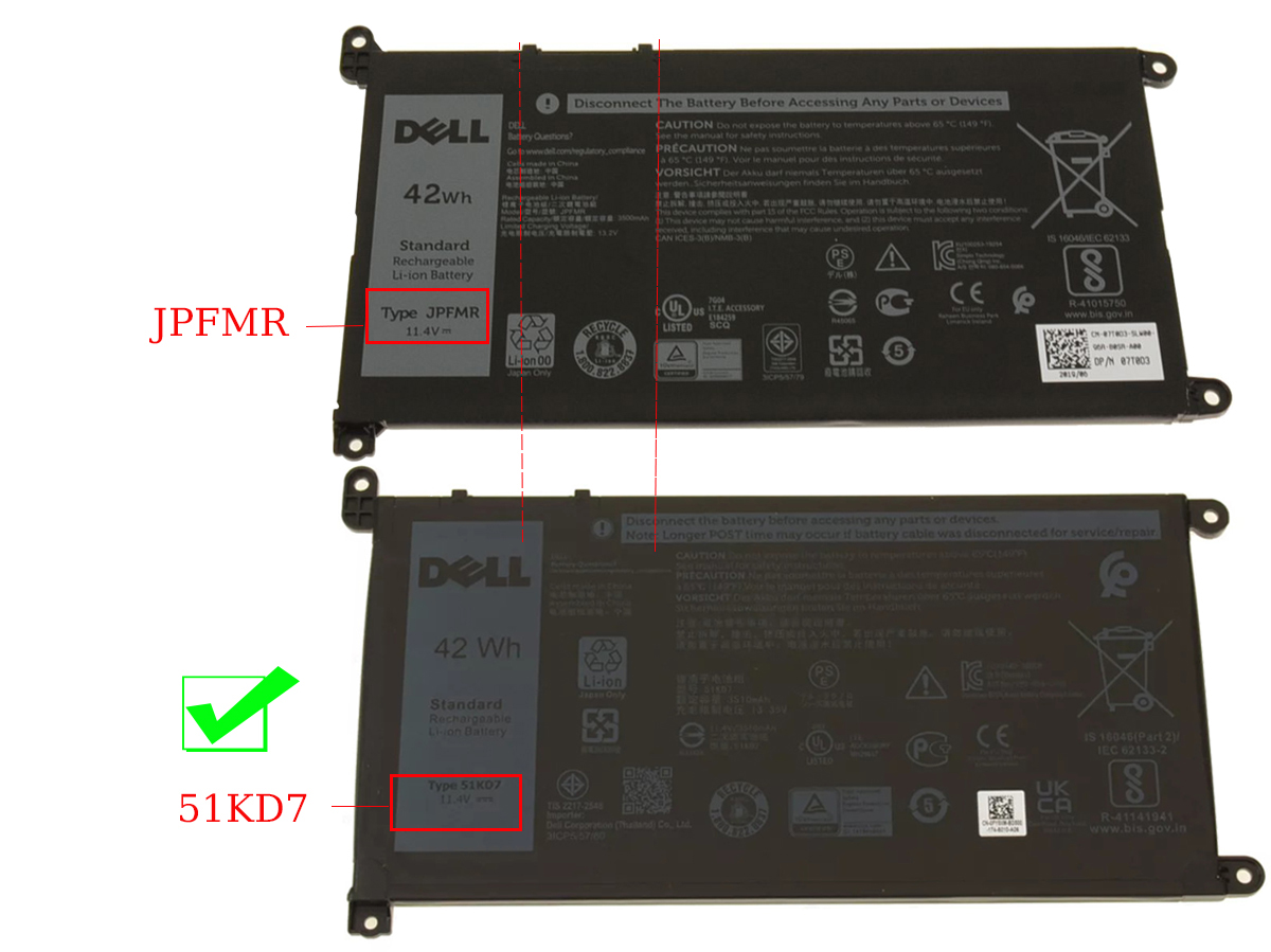 3 Zellen 42Wh Dell Chromebook 5190 2-in-1 P28T P28T002 Akku
