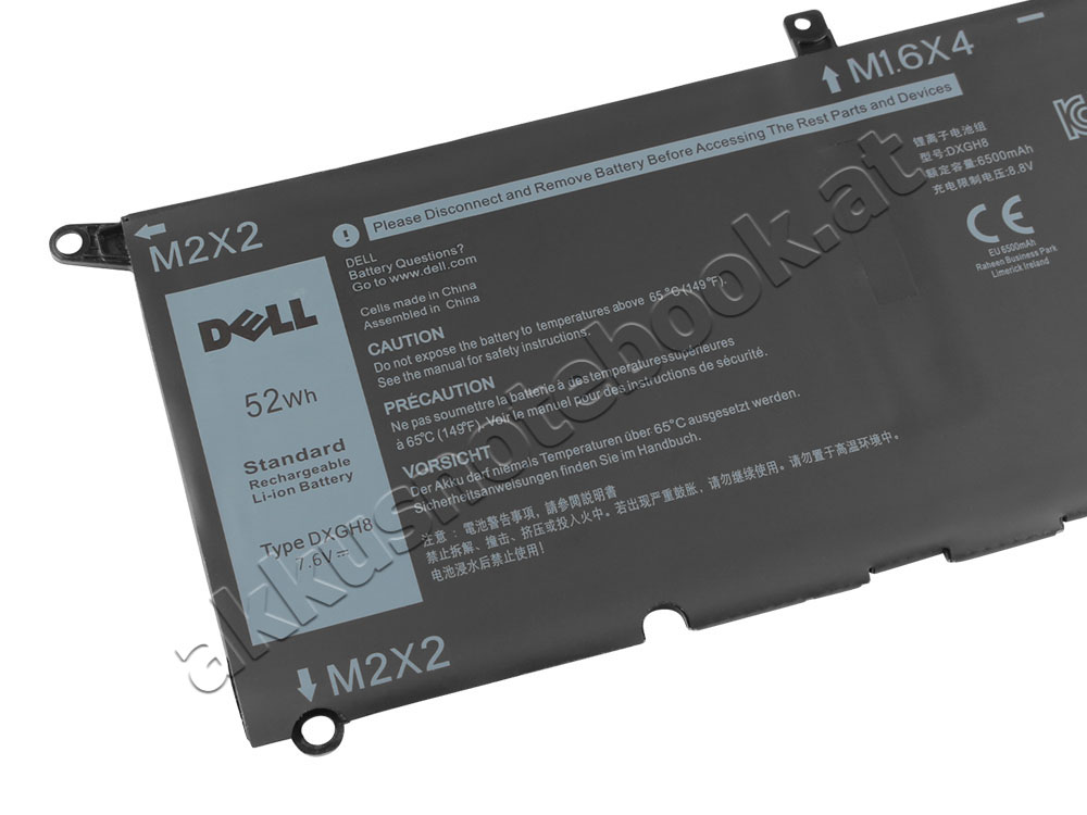 6500mAh 52Wh 4 Zellen Dell XPS 13 9370-0WG2D Akku