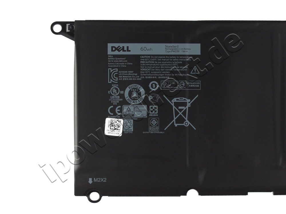 Original 60Wh 4 Zellen Dell XPS 13 9360-60JR4 Akku