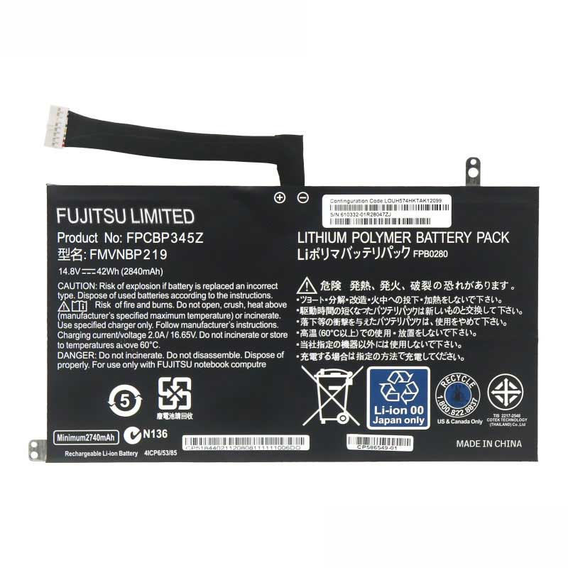 Original 2840mAh 42Wh 4-Zellen Fujitsu UH552 series Akku
