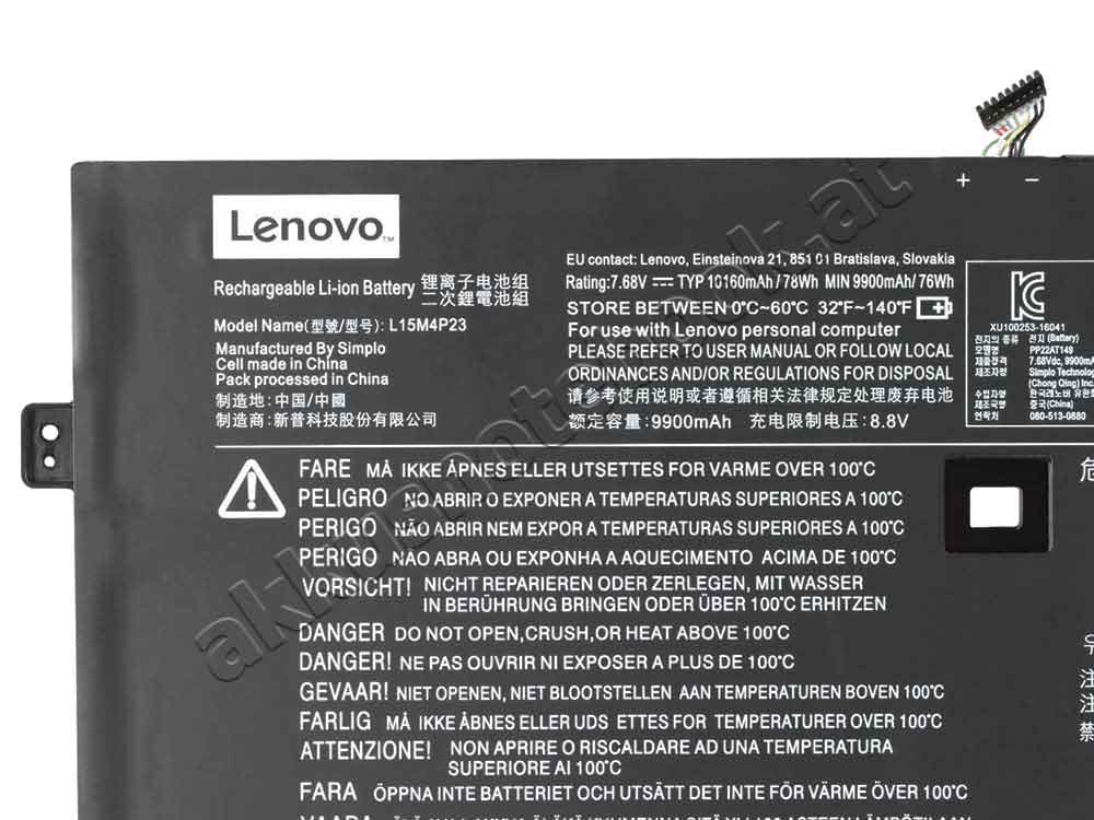 10160mah 78wh Lenovo Yoga 910-13IKB 80VF004CGE Akku