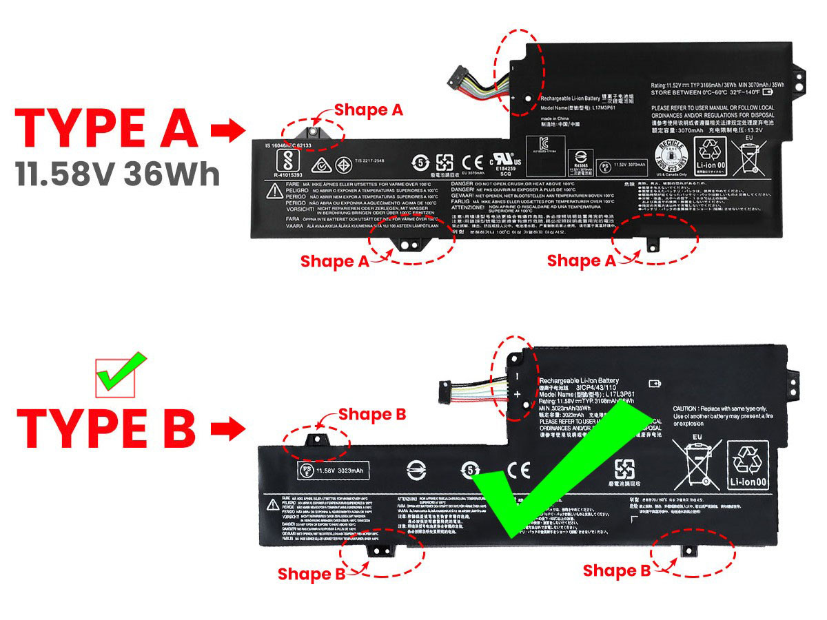 3166mAh 36Wh Lenovo Ideapad 320S13IKB 81AK Akku