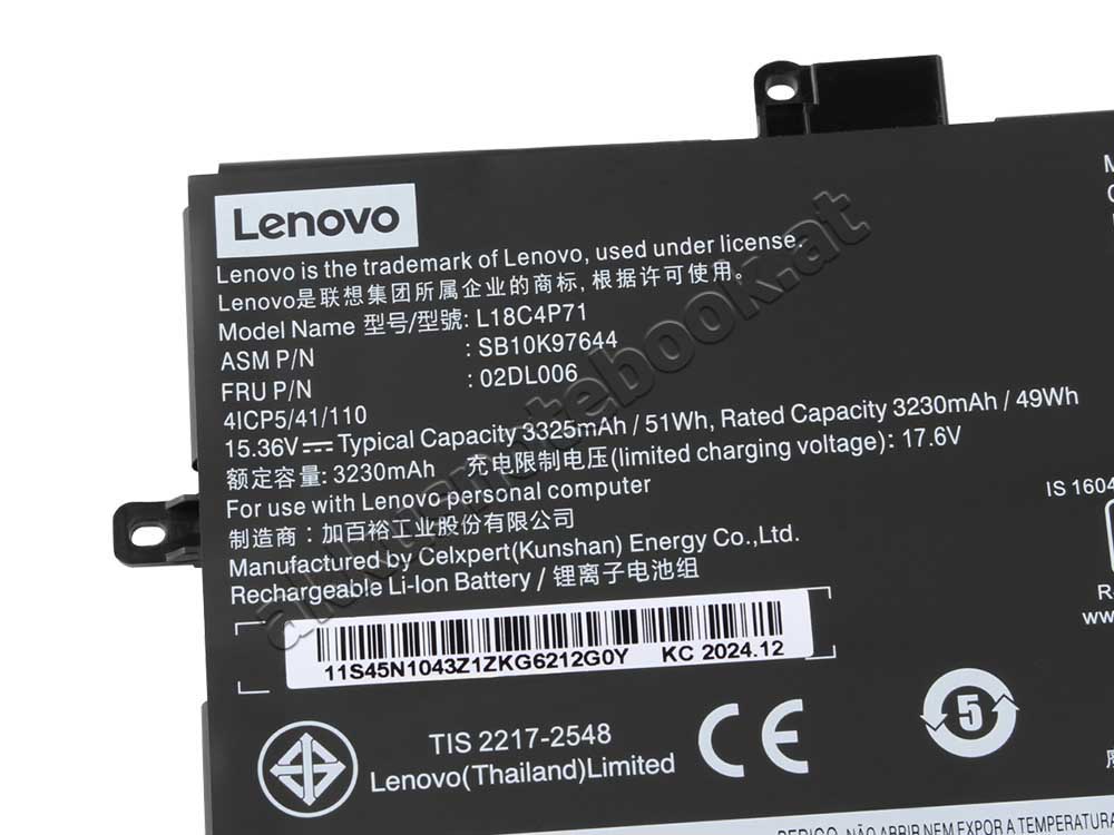 3312mAh Akku für Lenovo ThinkPad X1 Yoga 4th Gen 20QF001XMX