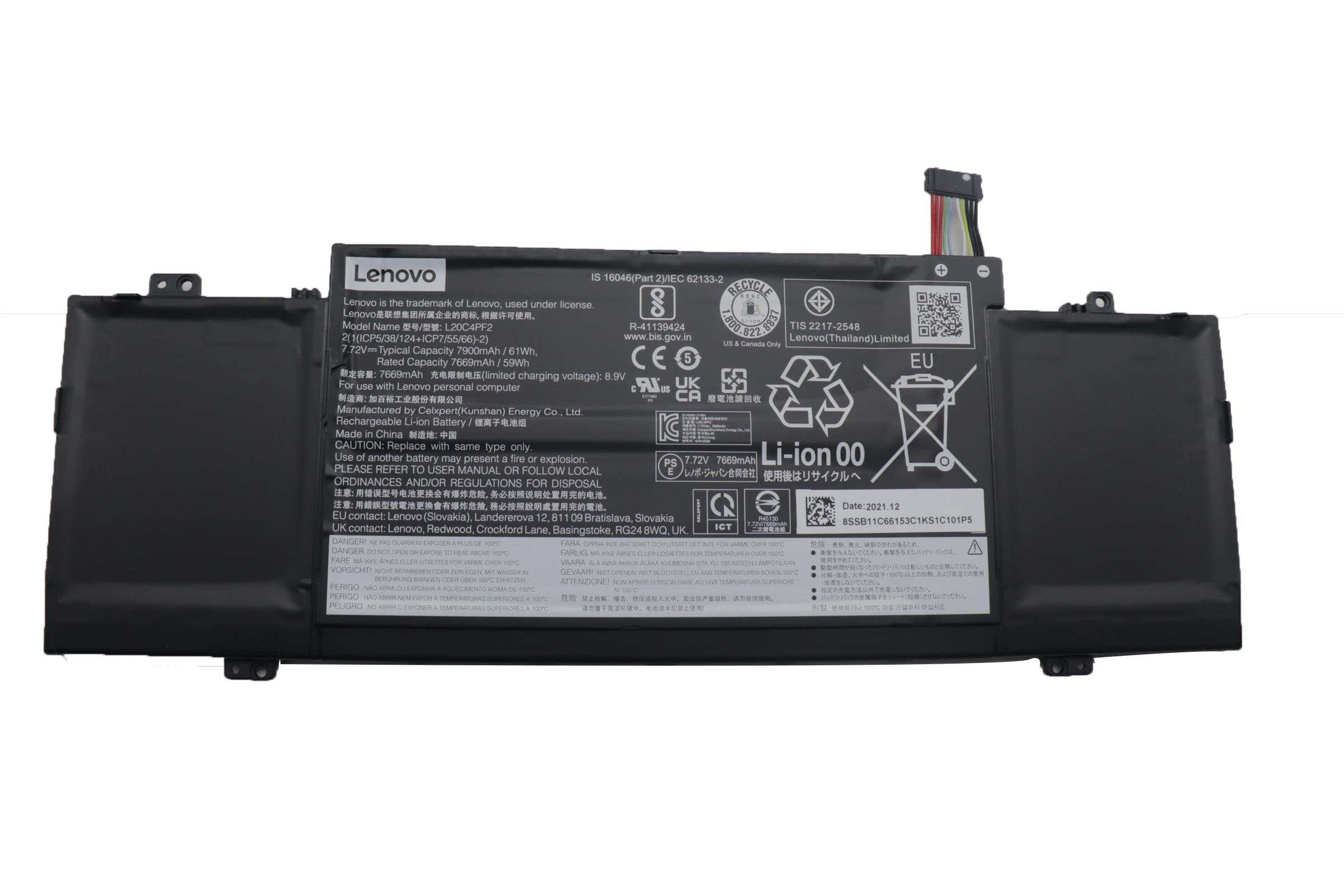 Original 7900mAh 61Wh Lenovo Yoga Slim 7 Carbon 14ACN6 82L0 Akku
