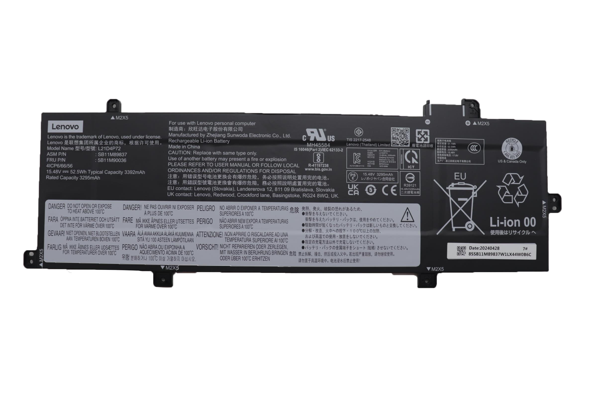 Original 3392mAh 52.5Wh Lenovo SB11M89835 Akku