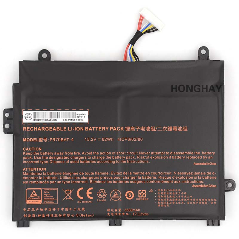 3680mAh 62Wh 4 Zellen Akku für Sager NP8962(P960EF)