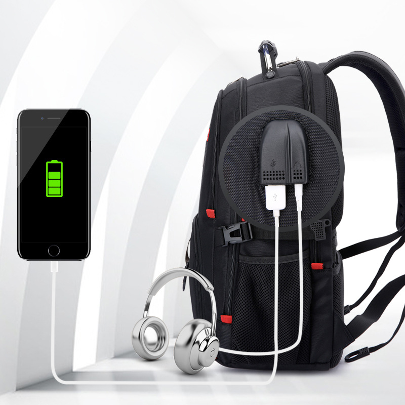 SwissGear 17-Zoll hochelastischer Multi-Fach-Reiserucksack Laptop-Rucksack ergonomisches Design mit USB-Ladeanschluss geeignet für Lenovo Legion 13,3 Zoll Laptop Schwarz