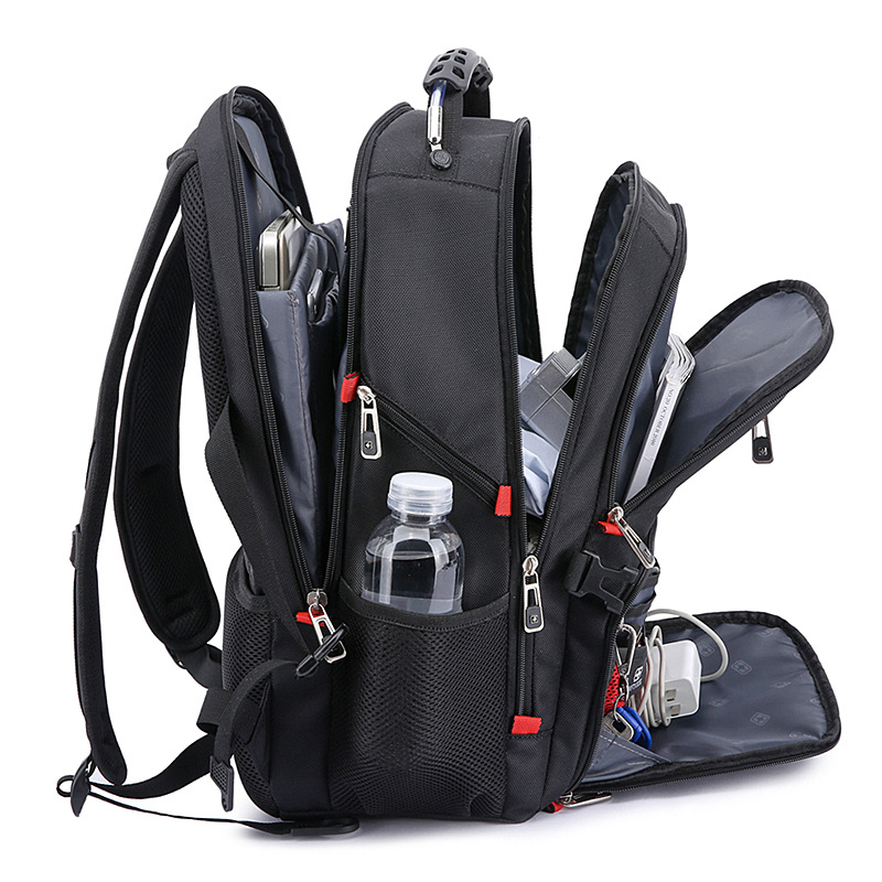 SwissGear 17-Zoll hochelastischer Multi-Fach-Reiserucksack Laptop-Rucksack ergonomisches Design mit USB-Ladeanschluss geeignet für Lenovo Legion 13,3 Zoll Laptop Schwarz